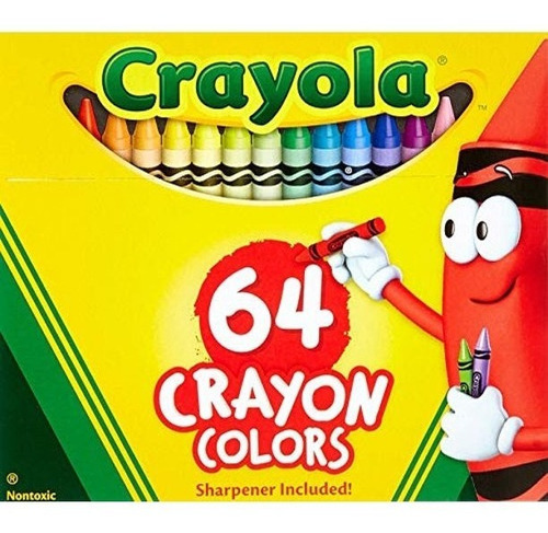 Giz De Cera Crayola 64 Cores Com Apontador Na Caixa Escolar