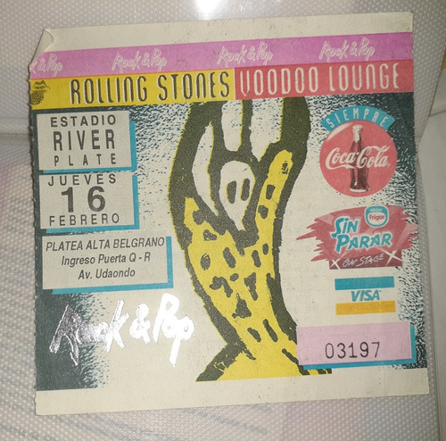 Entrada Vodoo Lounge The Rolling Stones 1994-95 