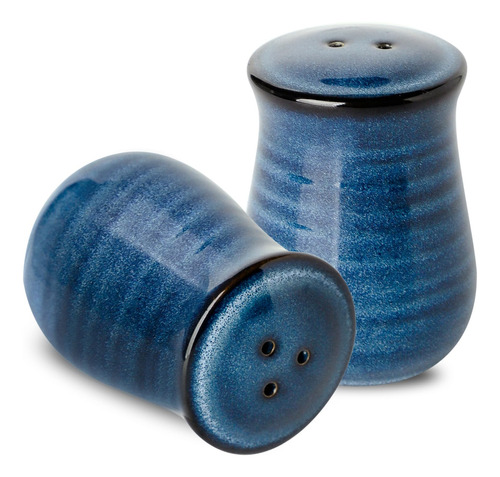 Hasense - Juego De 2 Saleros Y Pimenteros Azules Con Tapones
