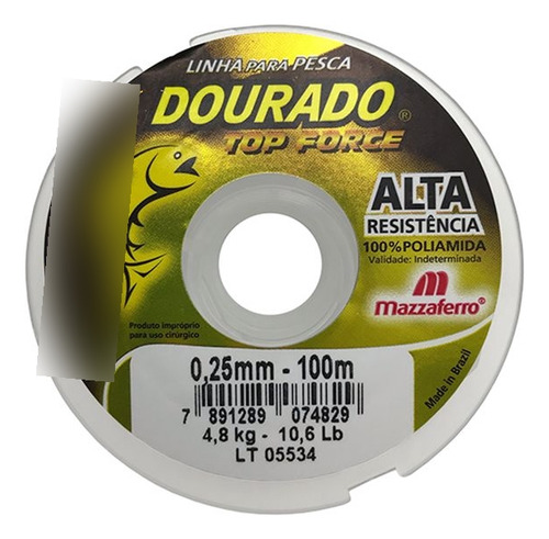 20pçs Linha Mono Dourado Top Force 0,25mm 10,6lbs 100m