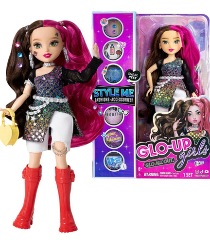 Muñeca De Moda Glo Up Girls Erin. Cambio Color Uñas Y Labios
