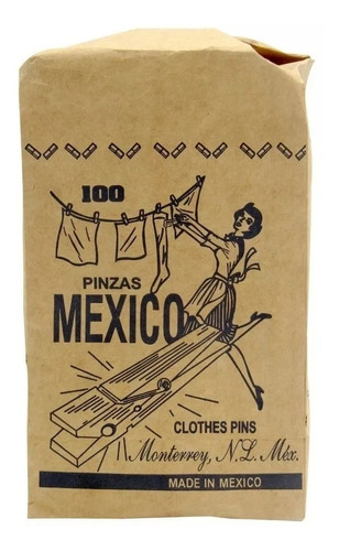 Paquete Con 100 Pinzas De Madera Para Ropa Pinzas México
