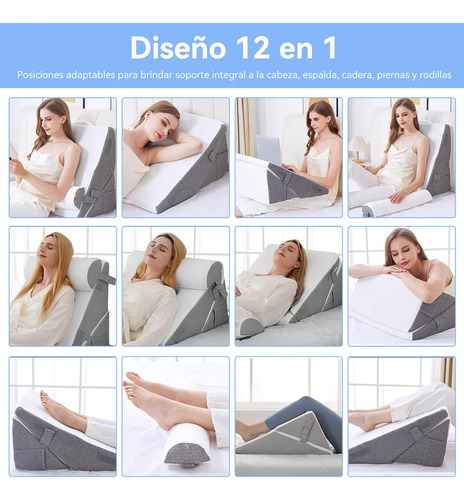 Almohada Antireflujo Cojines Cuña Grande Ajustables Respaldo