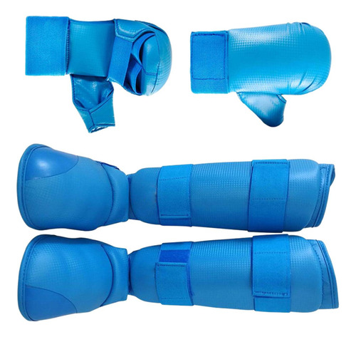 Equipo De De Karate, Guantes De Boxeo, Espinilleras, Azul S