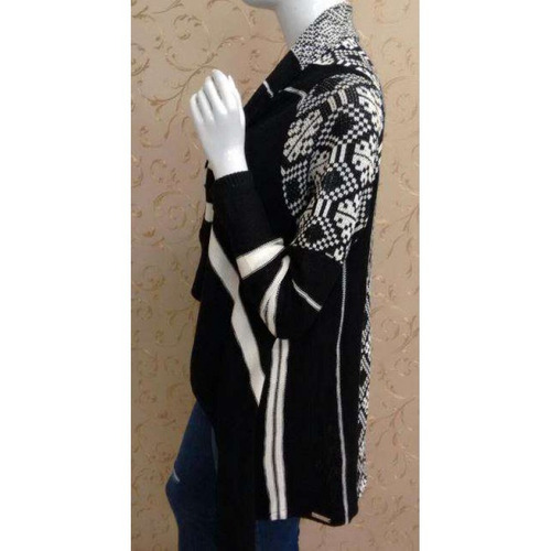 Kimono De Fio Estampa Geométrica Coerenza C0833 - Preto