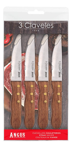 Set 4 Cuchillo Asado 12 Cm Angus 3 Claveles