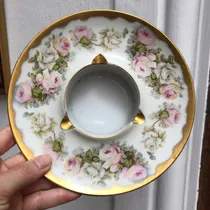 Comprar Cenicero De Mesa Porcelana Tsuji  Rosas Y Oro Pintado A Mano