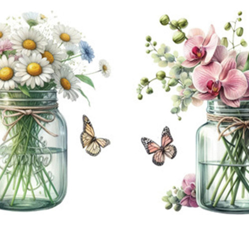 2 X 6x Pegatinas De Pared Florales De Primavera, Pegatinas