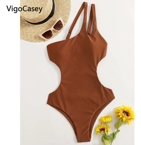 Casey 2025 Traje De Baño Sólido De Un Hombro For Mujer