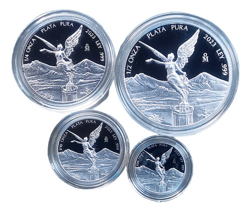 Set 4 Pzas Onzas Libertad 2023 Plata Puraproof De 1/2 A 1/20
