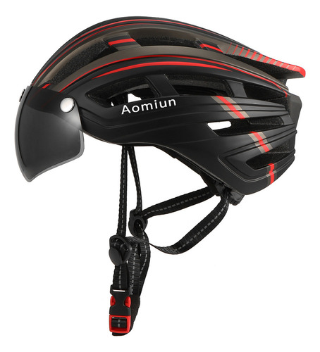 Aomiun Casco Bicicleta Montaña Con Luz Trasera Visera Magnét