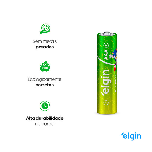 Pilha Elgin Alcalina AAA Cilíndrica - kit de 4 unidades