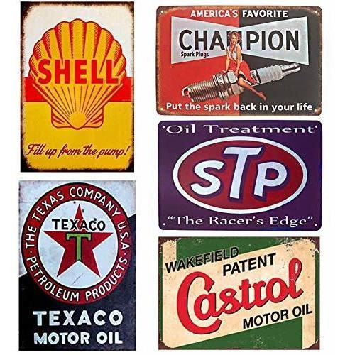 Señales - Retro Tin Signs Gas Motor Oil Signs 5pcs Vintage M