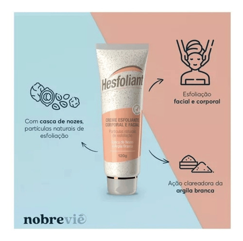 Creme Esfoliante Corporal E Facial C/ Cascas De Nozes E Argila Branca 120ml Nobrevie