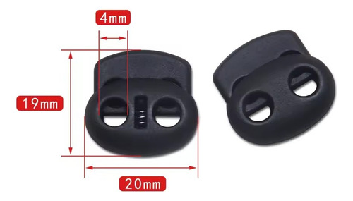 10 Cierres Broches De Cordón De Plástico Doble Agujero 4mm