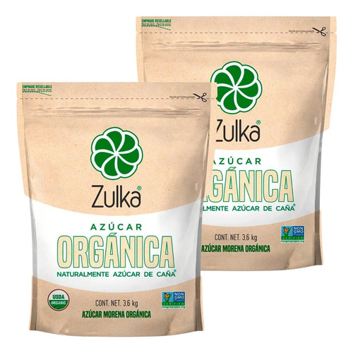 2pz Azucar Organica Zulka 3.6kg Caña Origen Natural Calidad
