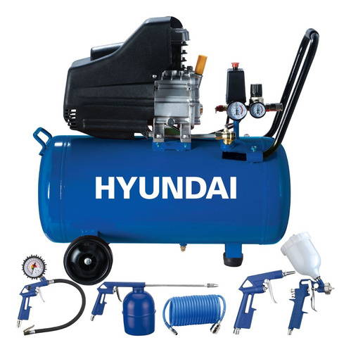 Set Compresor Aire Hyundai 2hp -50lts -115psi - Kit 3 Piezas