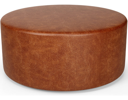 Puff Lyam Decor Lola Redondo Orgânico Para Living 90cm Couríssimo Cor Camel