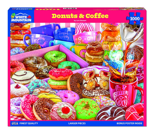 White Mountain Puzzles - Donut & Coffee - Rompecabezas De 10