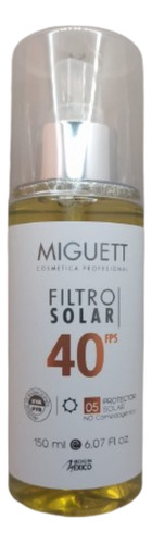 Filtro Solar Gel Fps 40, 150 Ml Miguett