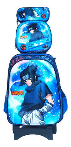 Kit Mochila Primaria Naruto Lonchera+lapicera+ Audifonos