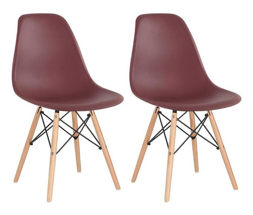 Kit 2 Cadeiras Charles Eames Wood Eiffel Dsw  Cor da estrutura da cadeira Marrom