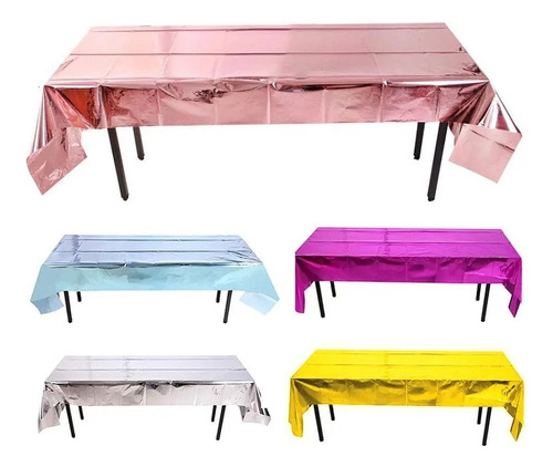 Mantel Metalico Fiesta Colores Mayoreo Decoracion Reusable Color Dorado