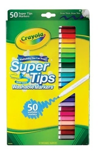Imagen 1 de 1 de Crayola Supertips 50 Plumones Lavables Super Tips