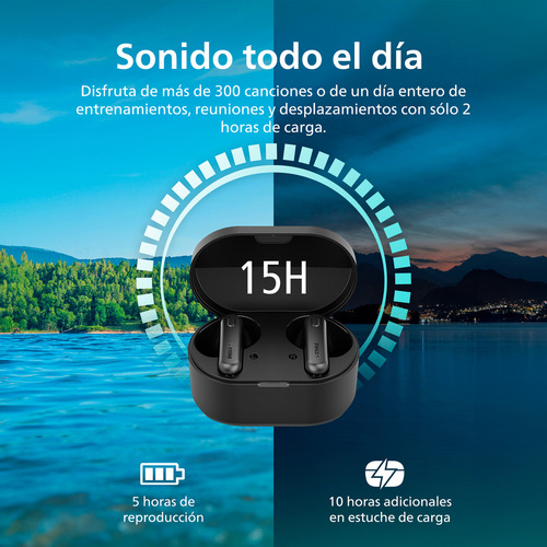 Audífonos True Wireless Bluetooth Philips Tat1138 Negro