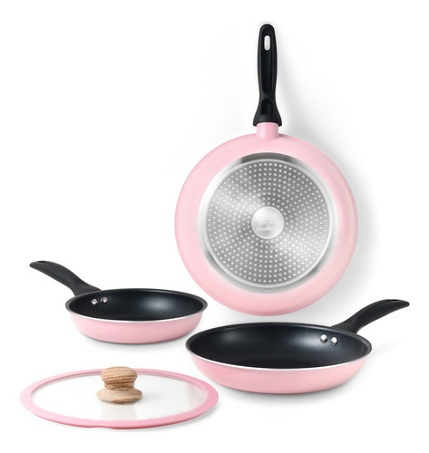 Batería De Cocina Juego De Utensilios De Cocina Antiadherentes Rosa Chef KochSartén