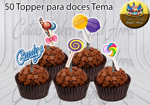 Doce Candy 50 Topper Tags Apliques P/ Doce Modelo 01