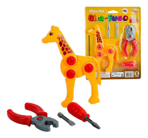 Girafa Monta Desmonta 5 Peças Gira Fuso Brinquedo Raciocínio Cor Amarelo