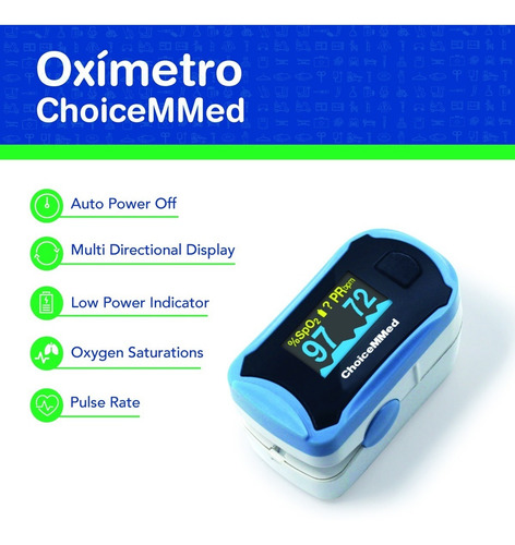 Imagen 6 de 9 de Oximetro De Pulso Choicemmed 6 Modos De Pantalla Onda Pletis