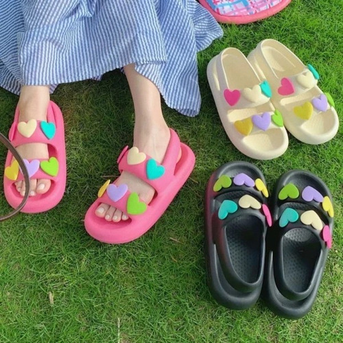 Pantufla Plataforma Cómoda Kawaii Corazón Sandalias