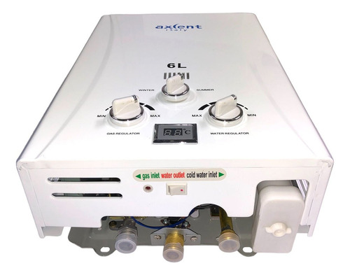 Boiler D/paso 6l Combo Bomba Presurizado 1/6 Hp Axcent Italy Color Blanco Tipo De Gas Glp