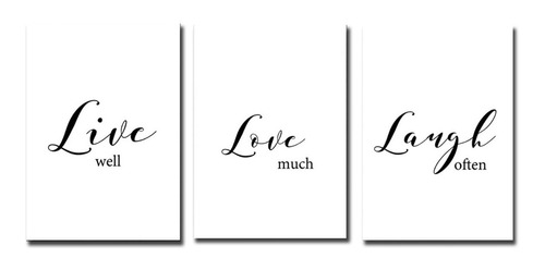 Cuadros Frases Live Love Set 3 C/u 20x30 Moderno Decorativo