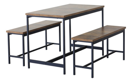 Juego De Comedor 3 Piezas: Mesa Y Bancas, Diseño Moderno Color Café Diseño De La Tela De Las Sillas 07502321361332