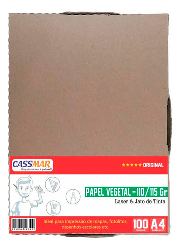 Papel Vegetal A4 210x297mm 110-115g/m² Caixa Com 100 Folhas