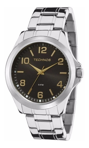 Relógio Technos Masculino Original Prateado 2035mcw/1p - Aço Cor do fundo Preto