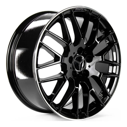 Rodas Gt-7 Mercedes Amg Cla45 Jetta (jogo)aro18 +bicos 5x112 Cor Preto Brilho Com Borda Diamantada / Preto Fosco