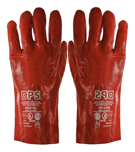 Guante Pvc Rojo Trabajo Industria Acido Quimicos 30 Cm T10