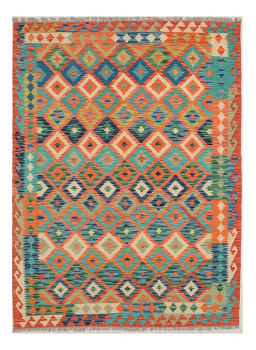 Alfombra Kilim,100% Lana Teñida Afgana Vegetal 241x177 Cm