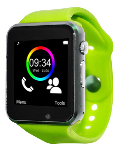 Necnon Reloj Smart Watch Celular Touch Bluetooth C-3t Verde Color de la caja Negro Color de la correa Verde lima Color del bisel Plateado