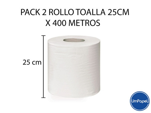 Pack 2 Rollos Toalla De Papel 25 Cmx 400 Mts