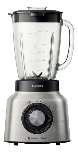 Imagen 1 de 2 de Licuadora Philips Viva Collection HR2139 2 L negra y metálico con jarra de vidrio 200V - 230V