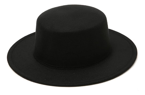 Sombrero Clásico De Moda Negro De Ala Ancha Con Parte Superi