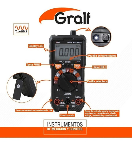 Imagen 5 de 6 de Multímetro Tester Digital True Rms Ncv Autorango Gmf-39d