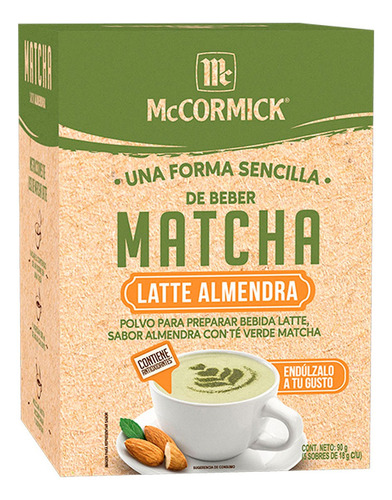 Té Verde Matcha Sabor Almendra Mccormick 5 Pzas