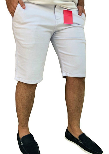 Bermuda Sarja Branca Slim Fit Masculina