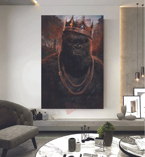 Cuadro King Kong Mafia Corona Canvas Grueso 140x90
